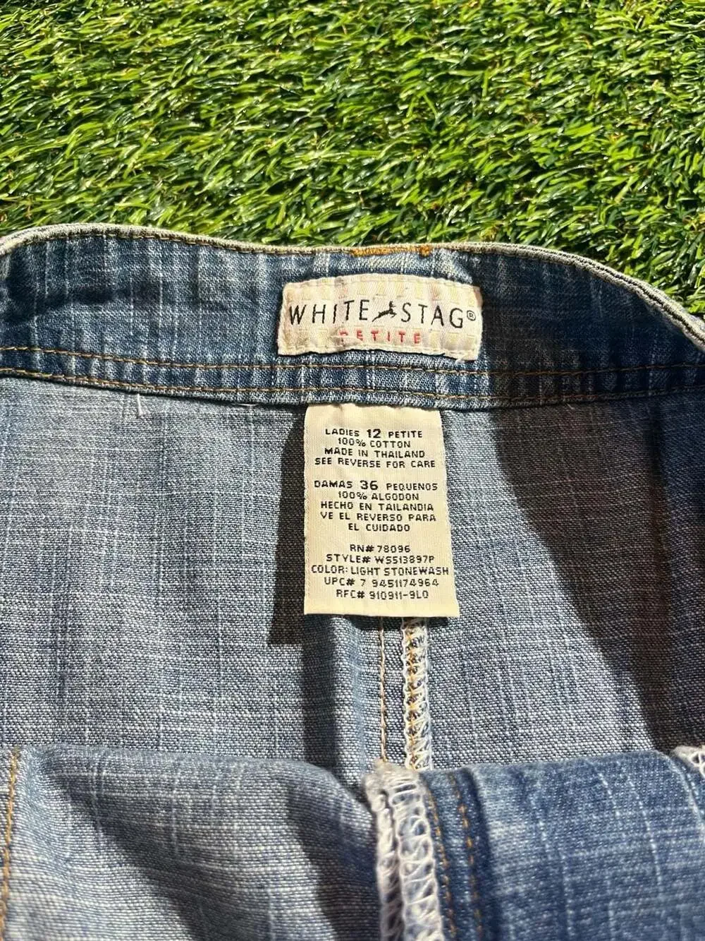 White Stag Denim Skirt Size 12 Petite Blue Light Stonewash Cargo Y2K